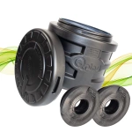 Camin HDPE triplustrat D.560 H.500 negru cu capac si 2 garnituri D.20 instalate