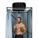 Duș solar grădină 75L – rezervor apă exterior, fără curent, pentru curte, camping și piscină (negru)